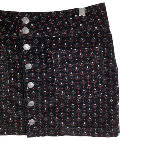 We The Free Black Patterned Corduroy Mini Skirt - Picture 2 of 9
